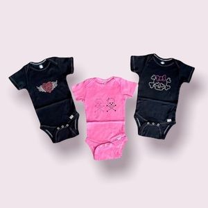 Gerber Custom Pink & Black Bling Onesies - Set of 3